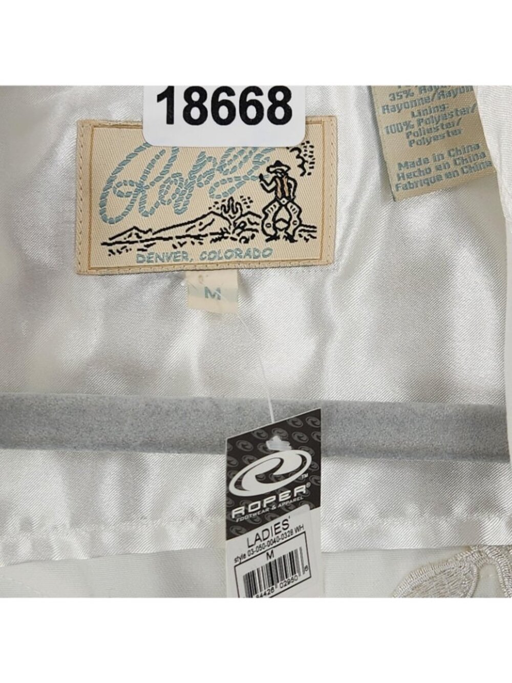 Roper Shirt Womens Medium White Western Snap Front Embroidered Long Sleeve NEW - Picture 6 of 13